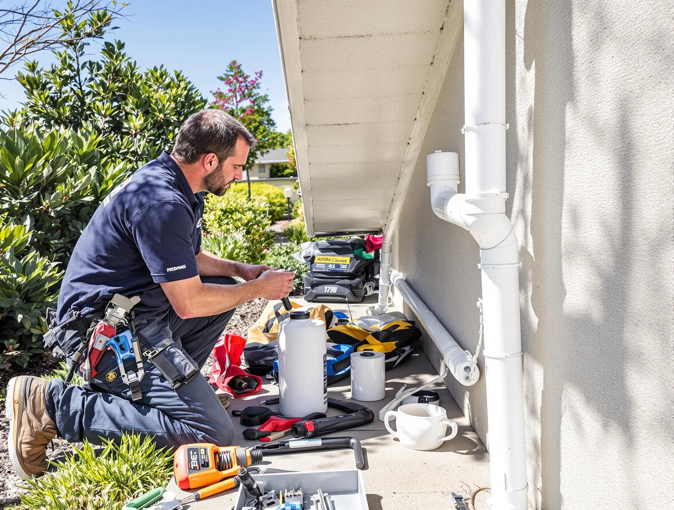 Lakewood Roofing Company expert fixing a downspout in Lakewood, OH