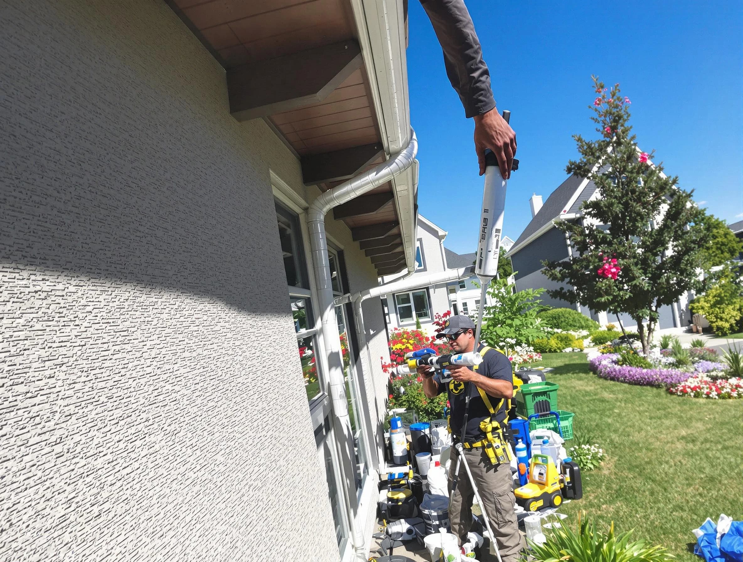 Reinforced downspout bracket installed by Lakewood Roofing Company in Lakewood, OH