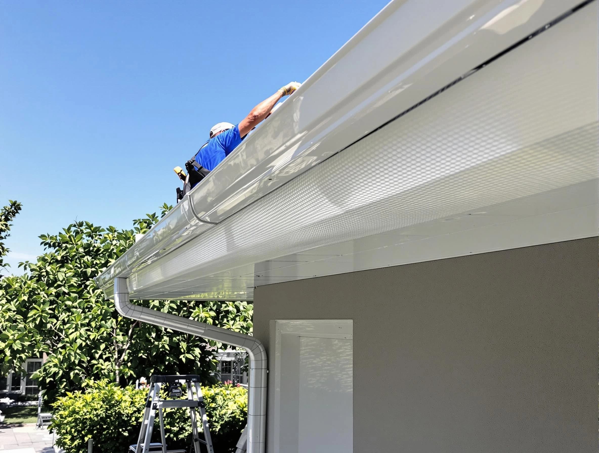 Debris-free gutter guard system by Lakewood Roofing Company in Lakewood, OH