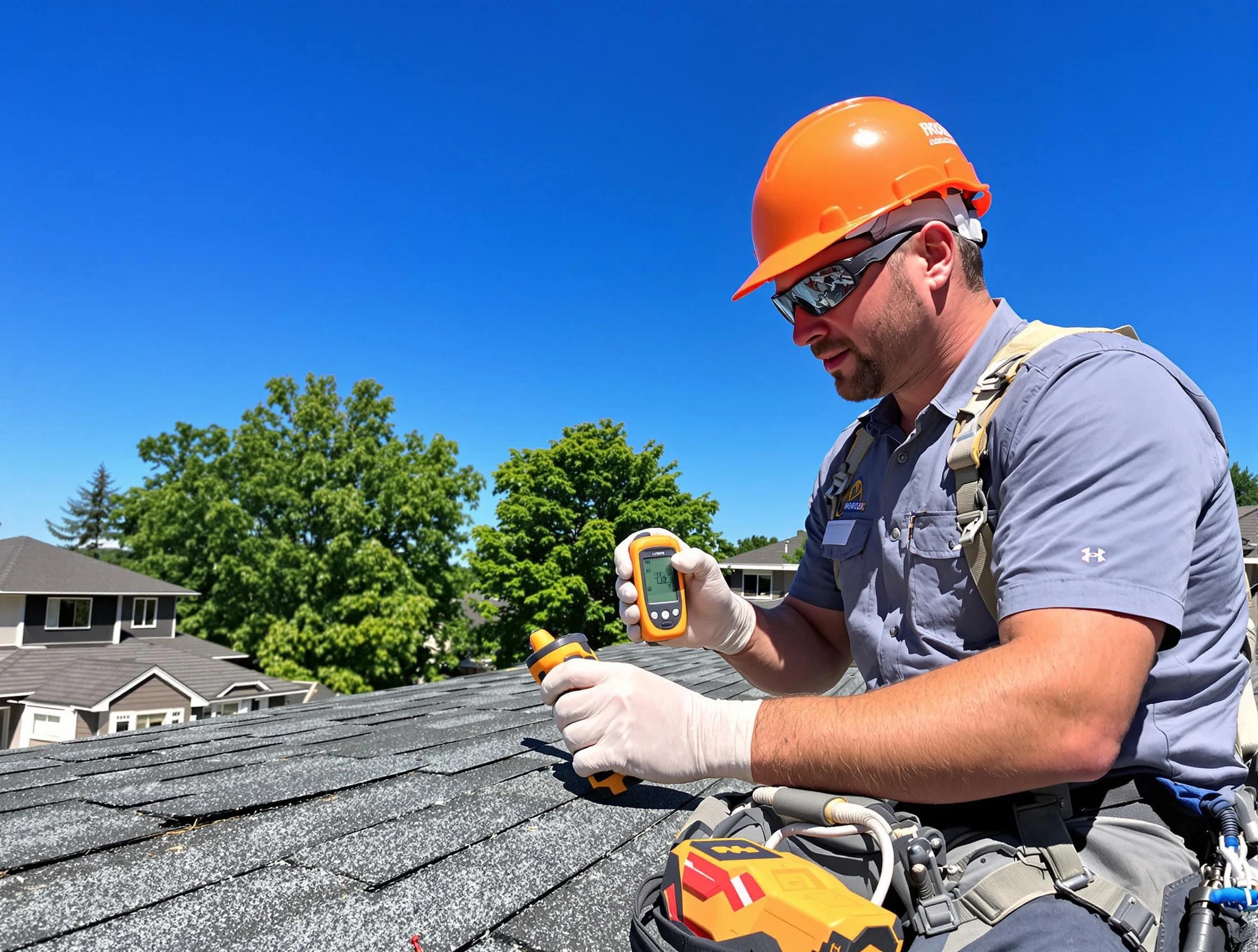 Lakewood Roofing Company conducting a roof inspection in Lakewood, OH