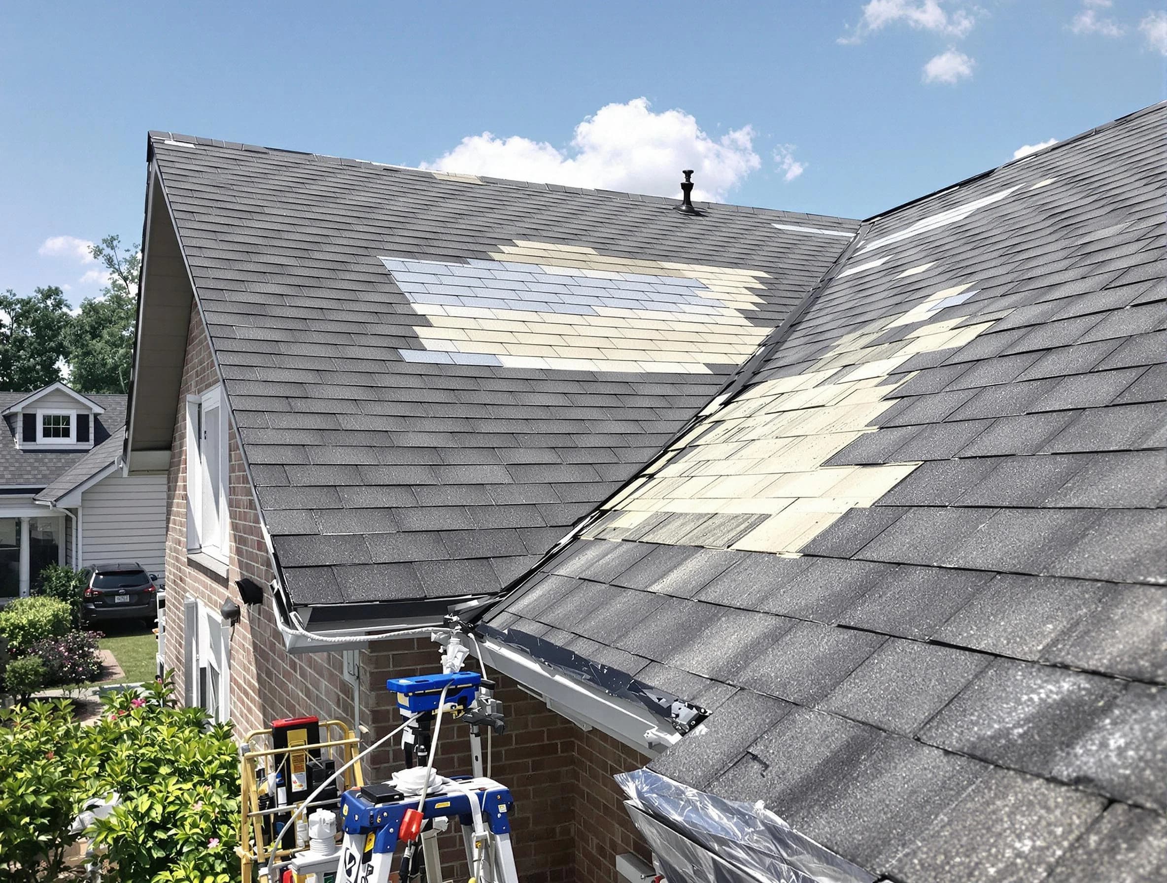 Close-up of roof repairs by Lakewood Roofing Company in Lakewood, OH