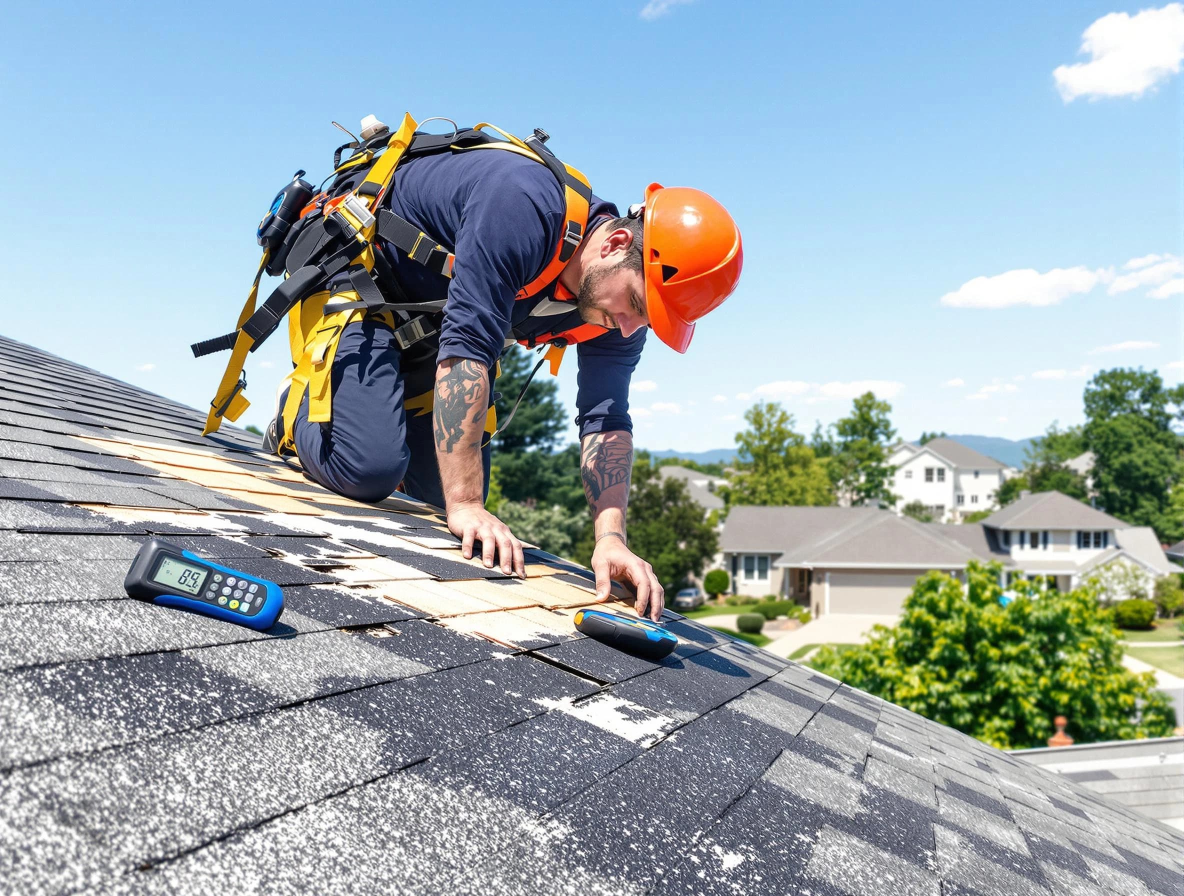 Lakewood Roofing Company professional performing roof repairs in Lakewood, OH