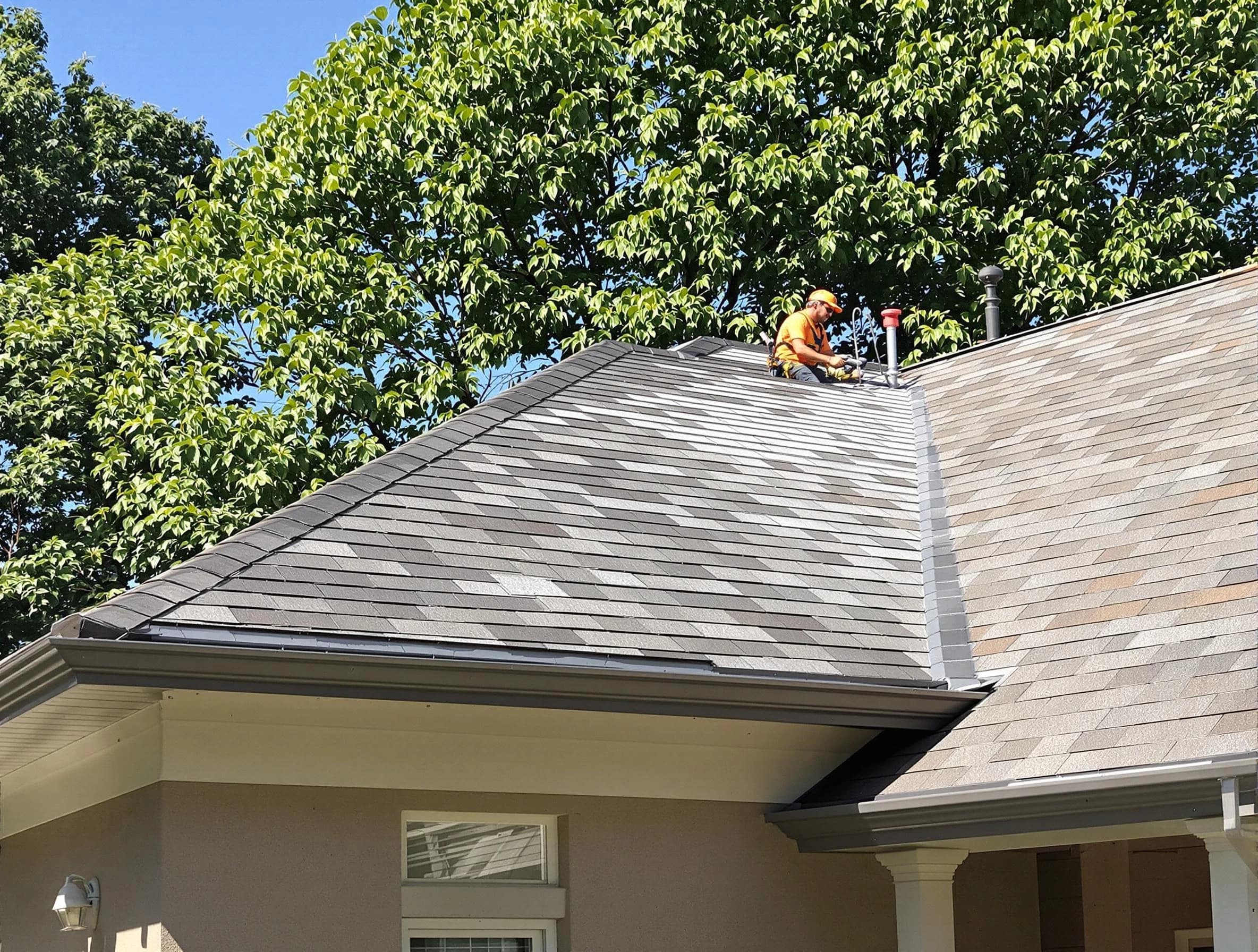 Newly completed shingle roofing by Lakewood Roofing Company in Lakewood, OH